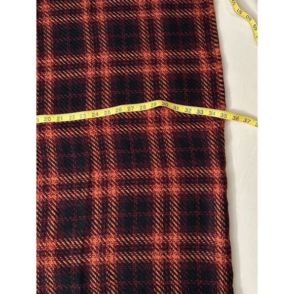 Loft Poncho Wrap Sweater Medium / Large Burgundy Blue Orange Plaid NWOT Bohemian - Picture 7 of 9